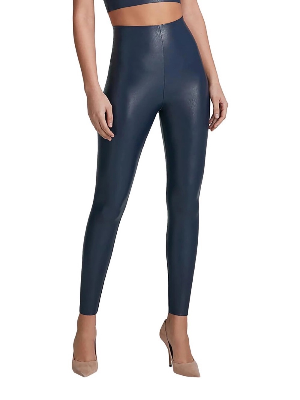 Commando Navy Faux Leather High-Rise Leggings